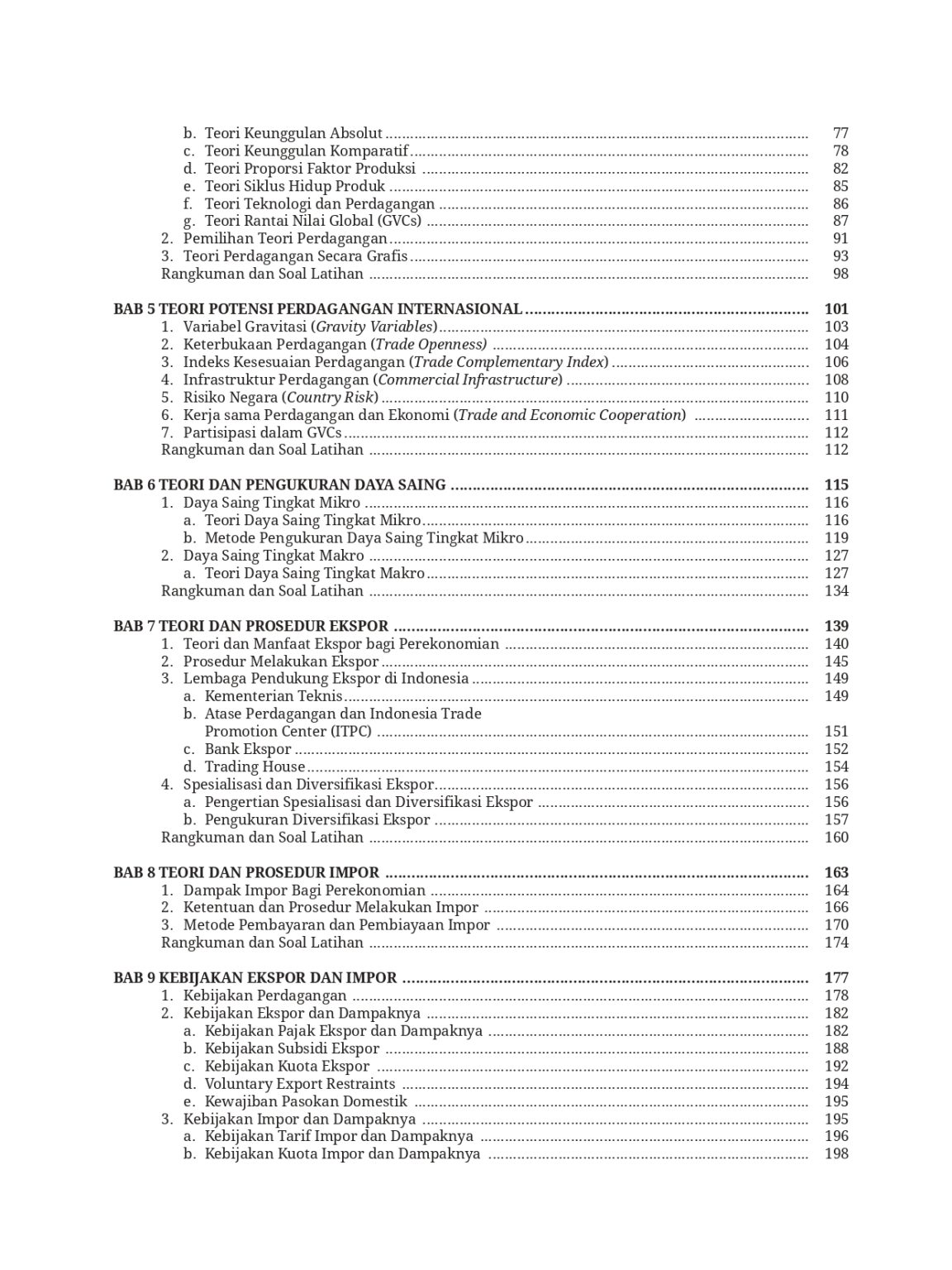 Daftar Isi Perdagangan Internasional