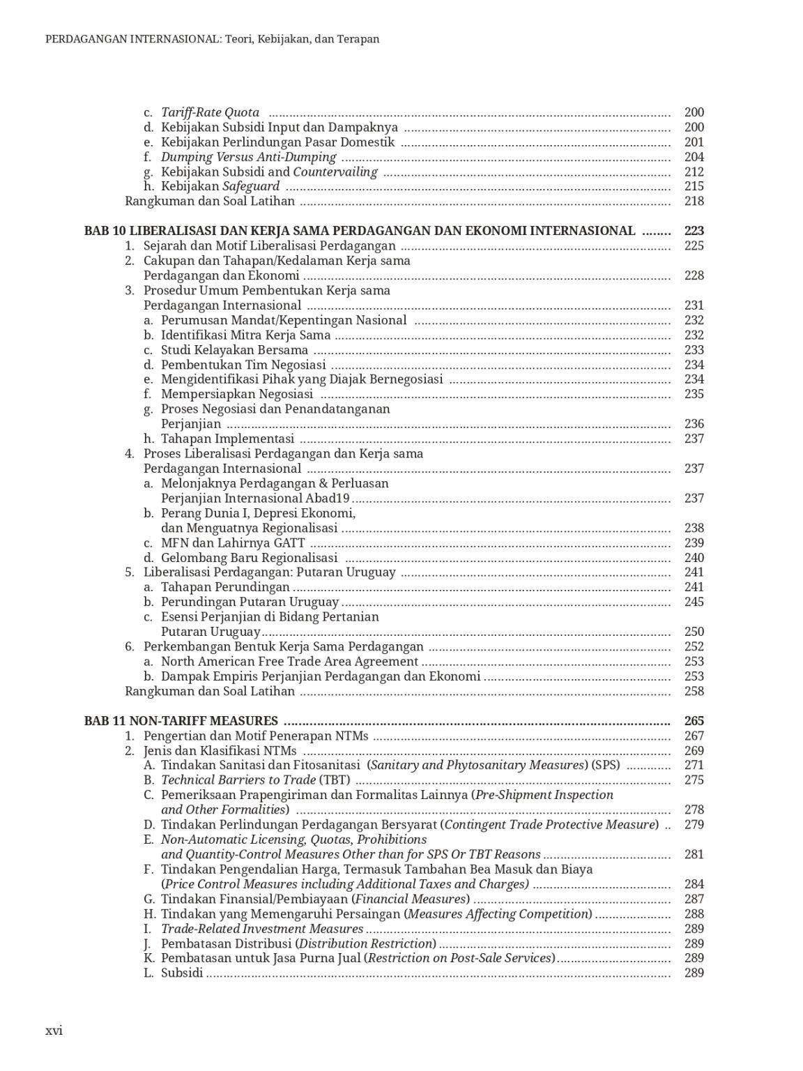 Daftar Isi Perdagangan Internasional